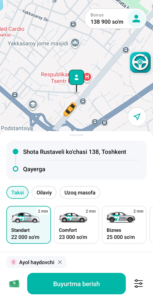 Mehr Go client app screenshot